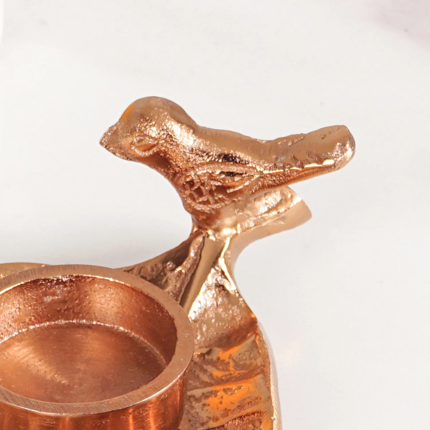 NestGlow Bird Leaf Tealight Candle Holder Set Of 2 Rose Gold - Image 6