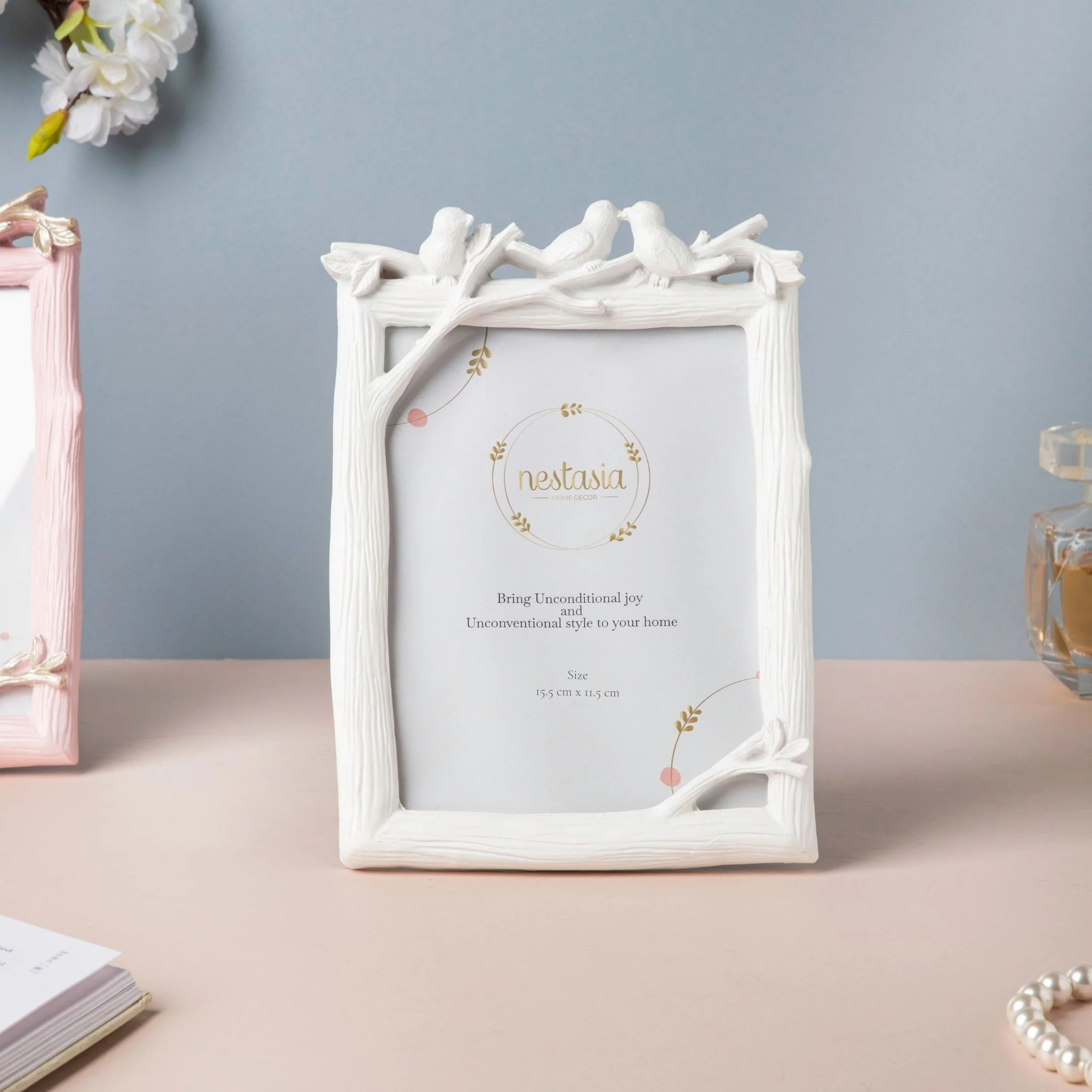 Nestling Birds White Photo Frame