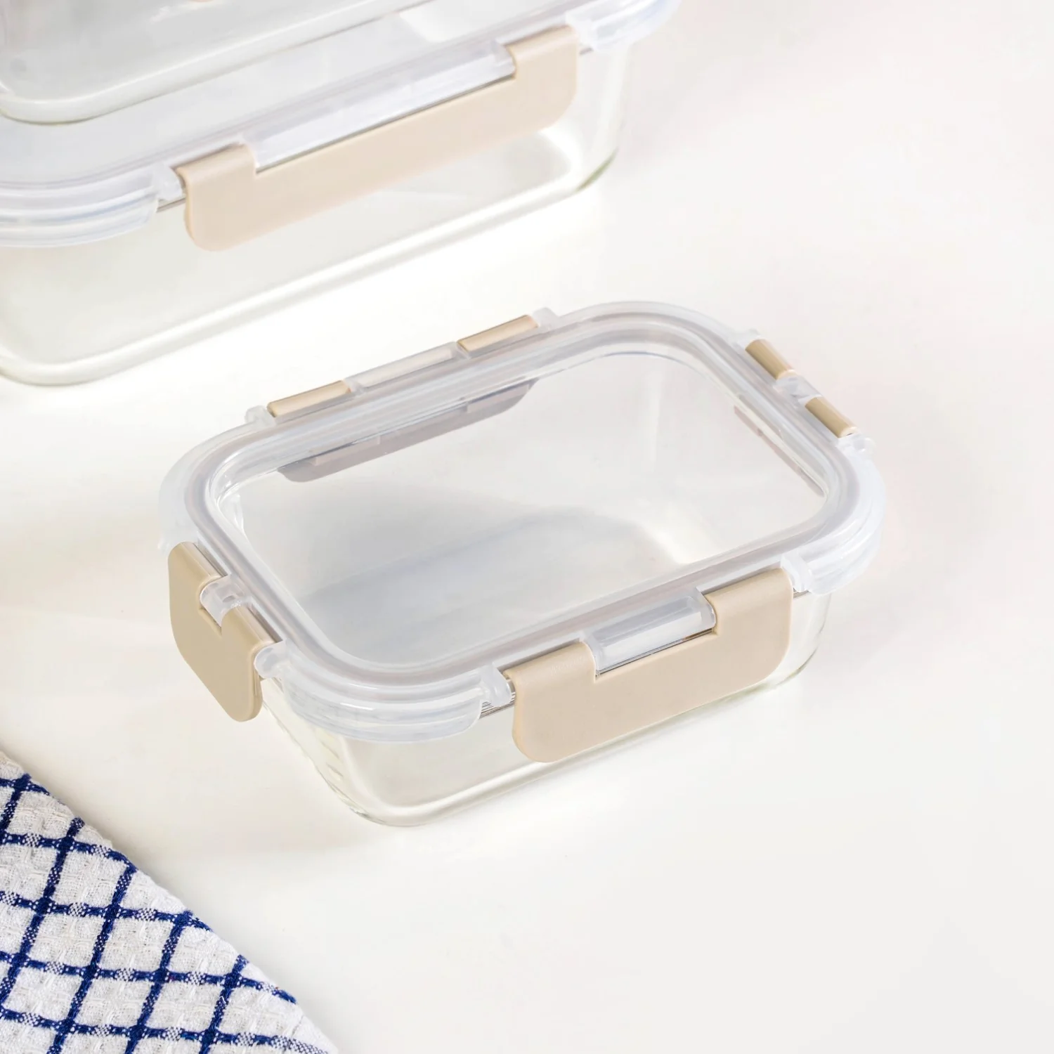 Nestro Leakproof Stackable Food Storage Lunch Box Set Of 4 Beige S 185ml M 370ml L 600ml XL 1000ml - Image 7