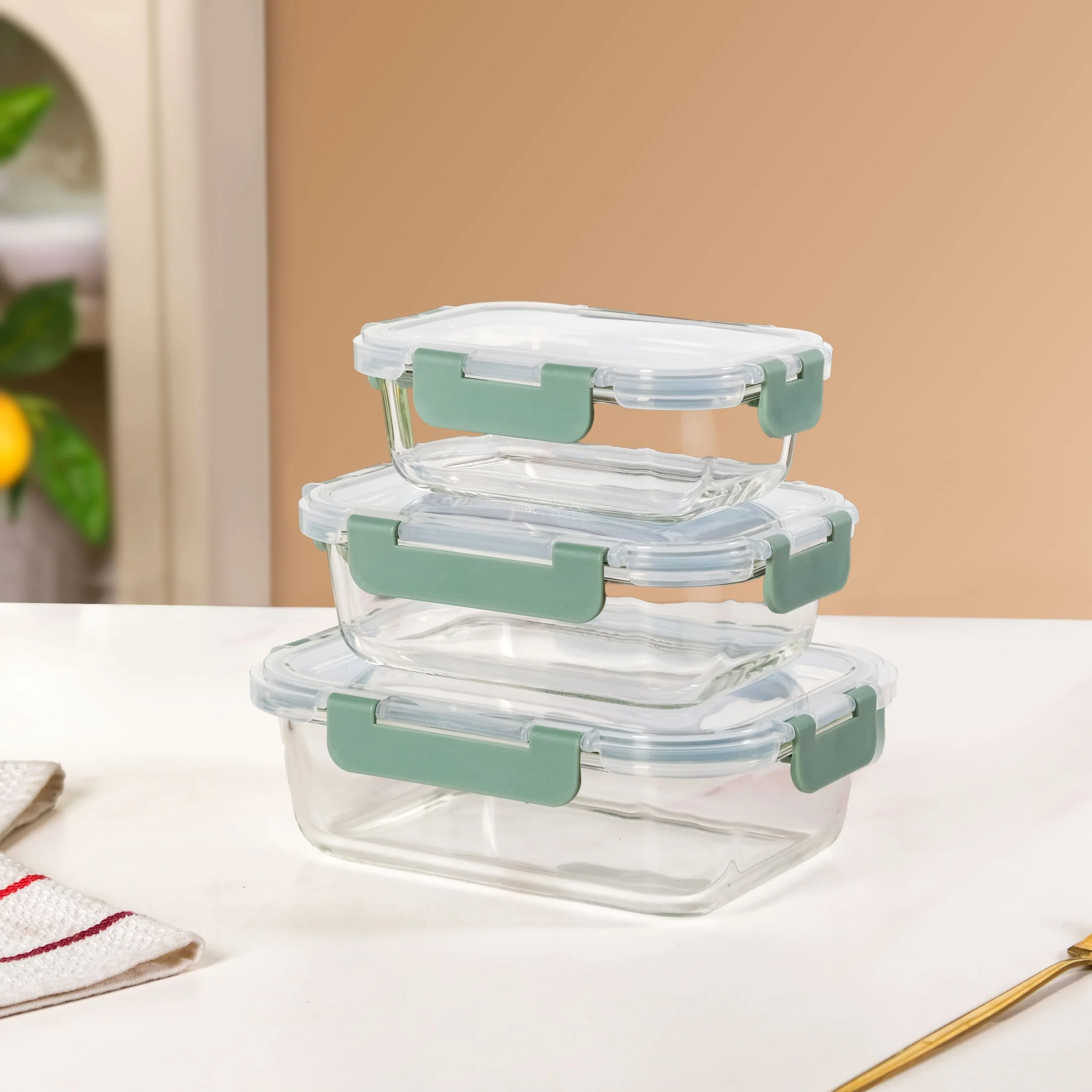 Nestro Lunch Box Set Of 3 Green S 370ml M 600ml L 1000ml - Image 11