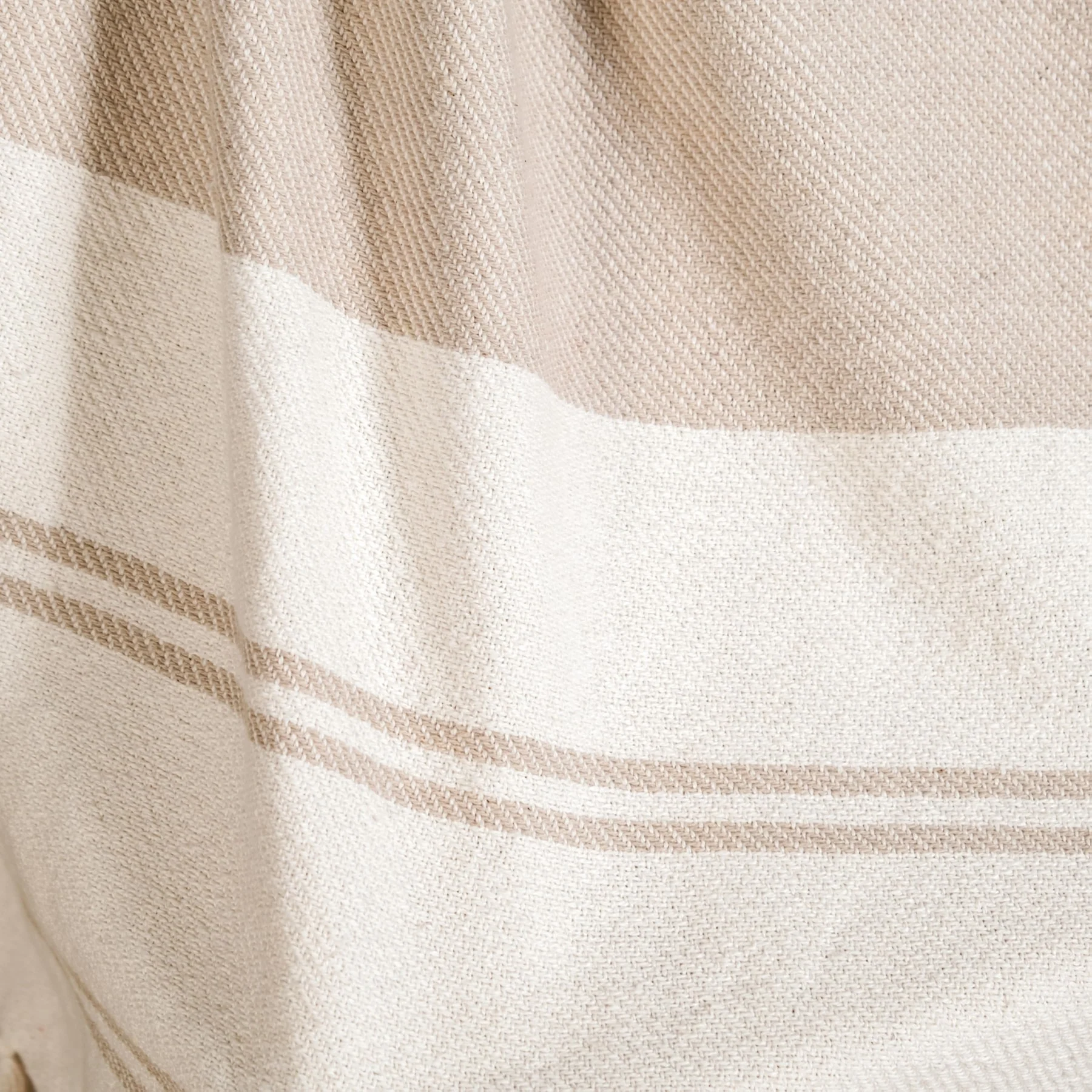 Neutral Greige Cotton Throw With Tassels - Image 2