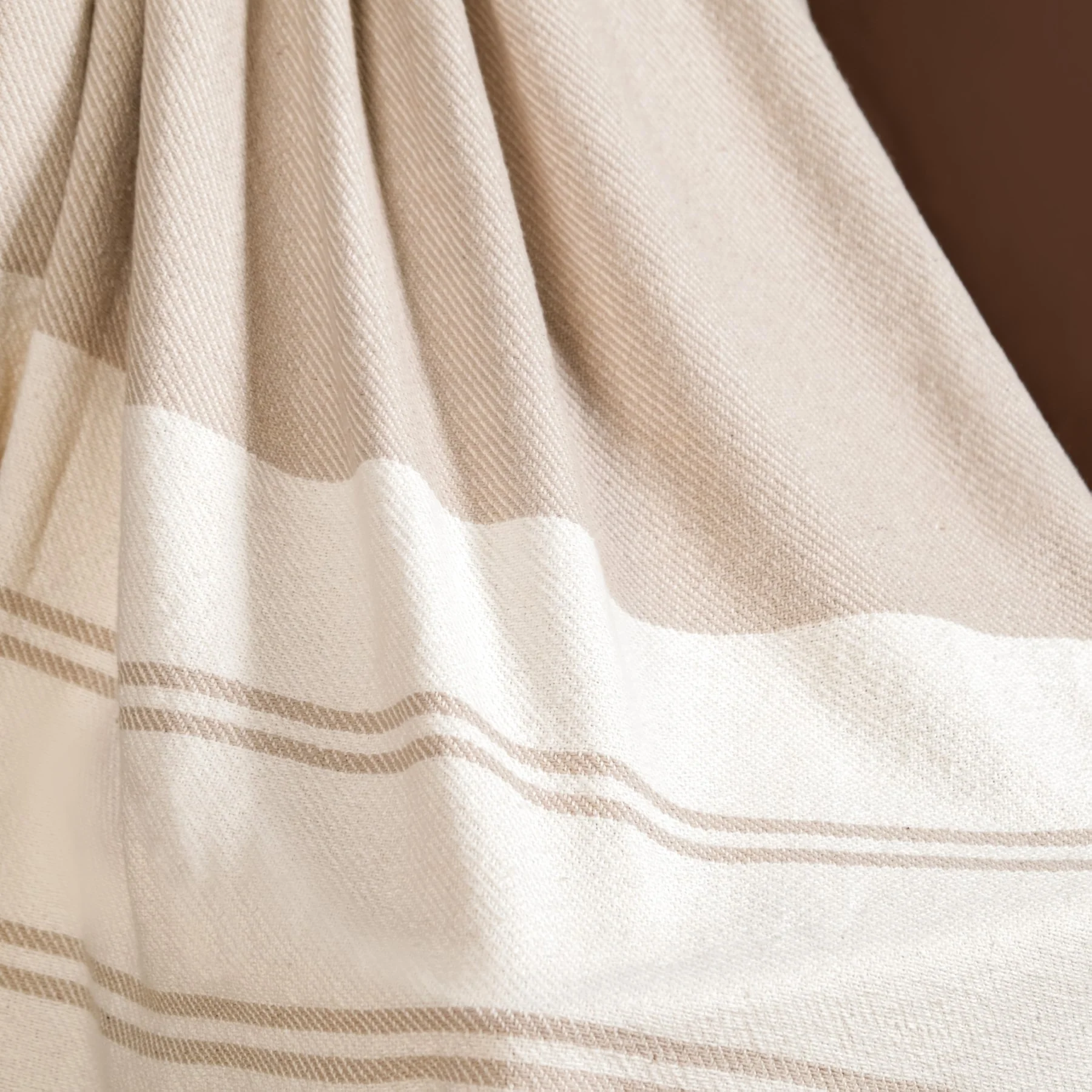 Neutral Greige Cotton Throw With Tassels - Image 7