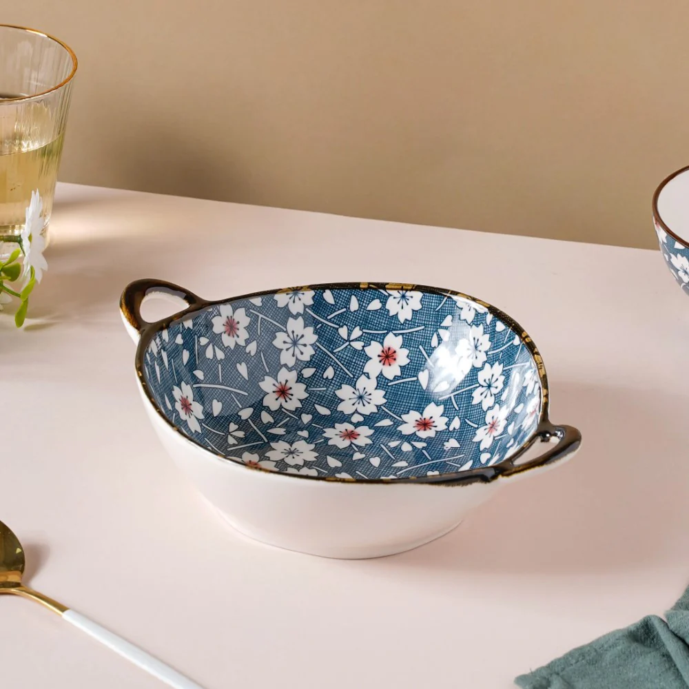 Nimono Ceramic Serving Bowl With Handles 9 Inch 500 ml - Image 5
