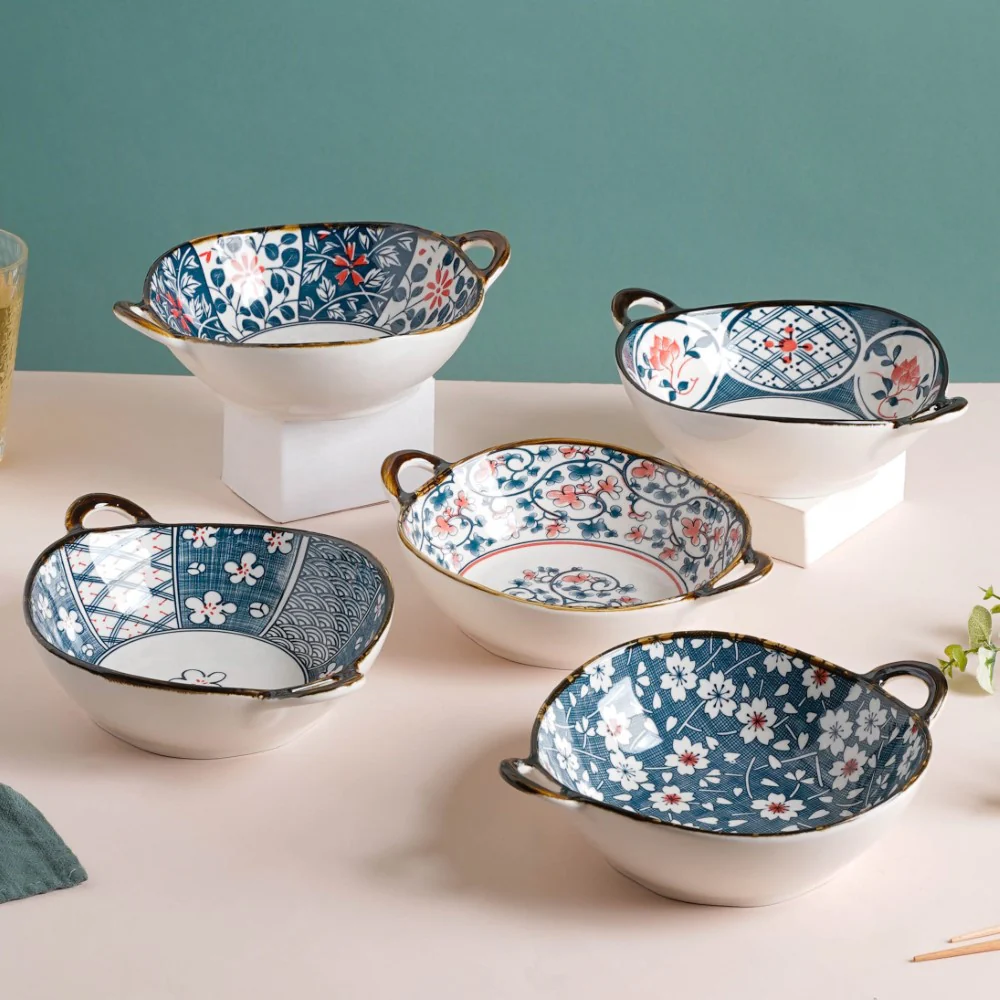 Nimono Ceramic Serving Bowl With Handles 9 Inch 500 ml - Image 8