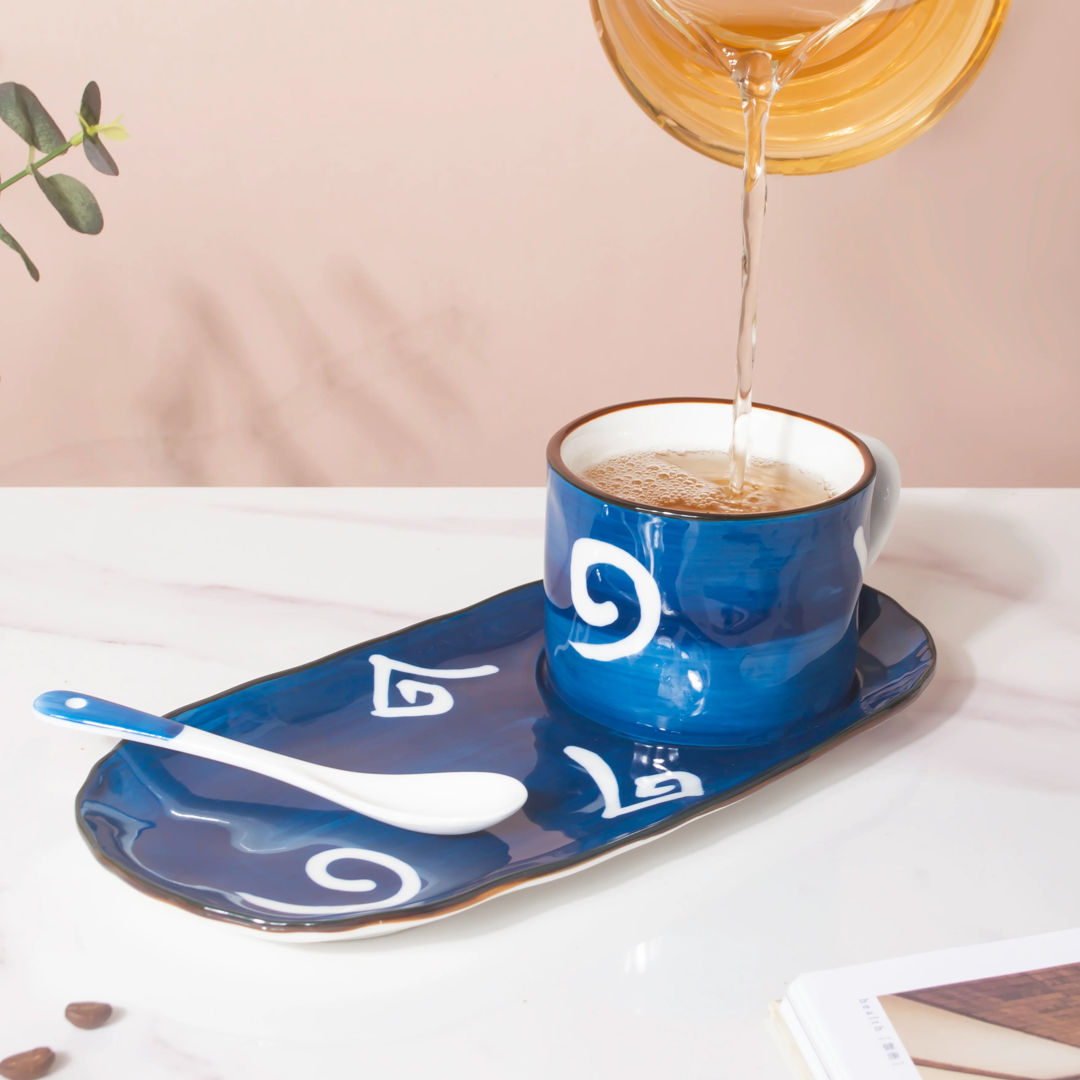 Nitori Spiral Cup And Tray Set With Spoon - Image 2