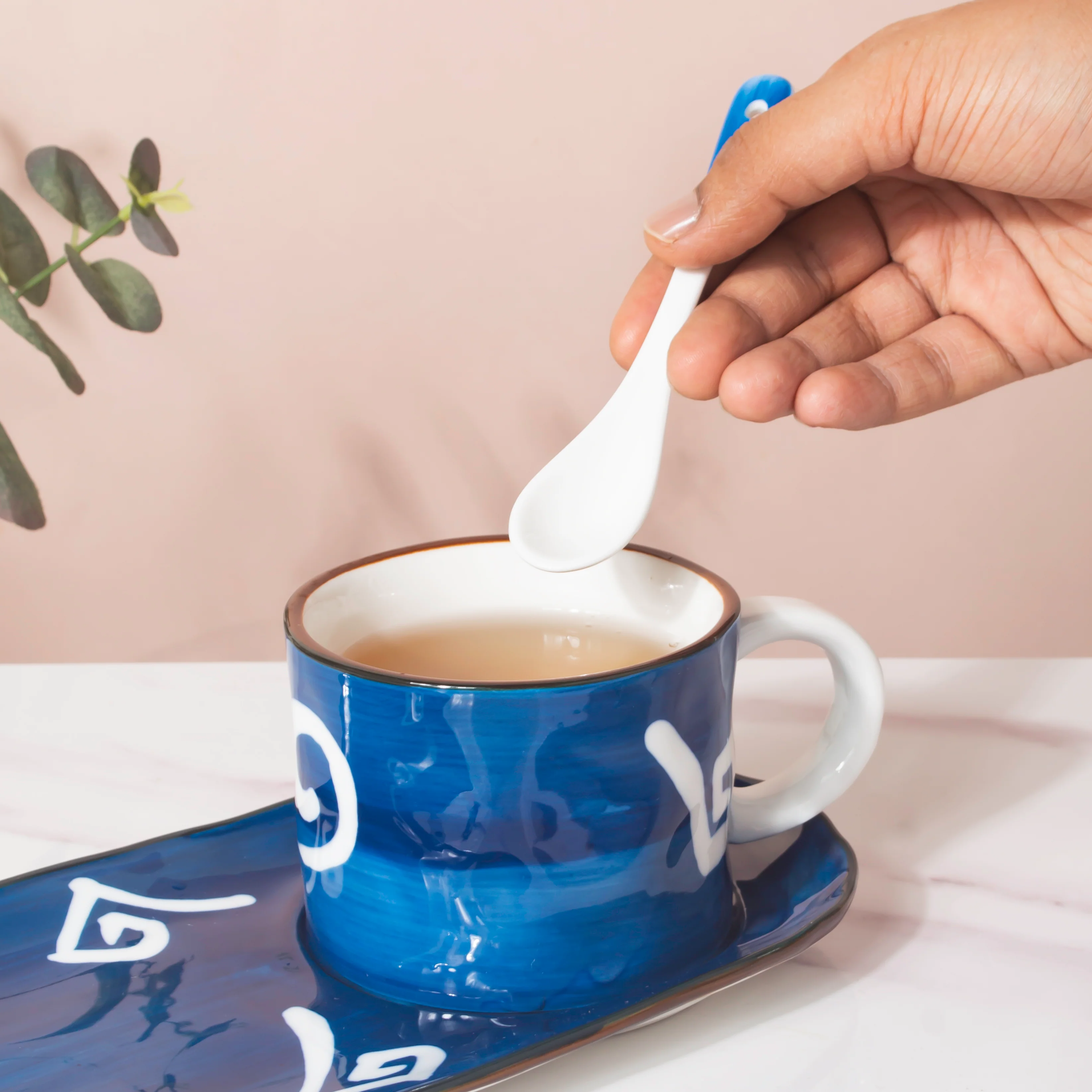 Nitori Spiral Cup And Tray Set With Spoon - Image 3