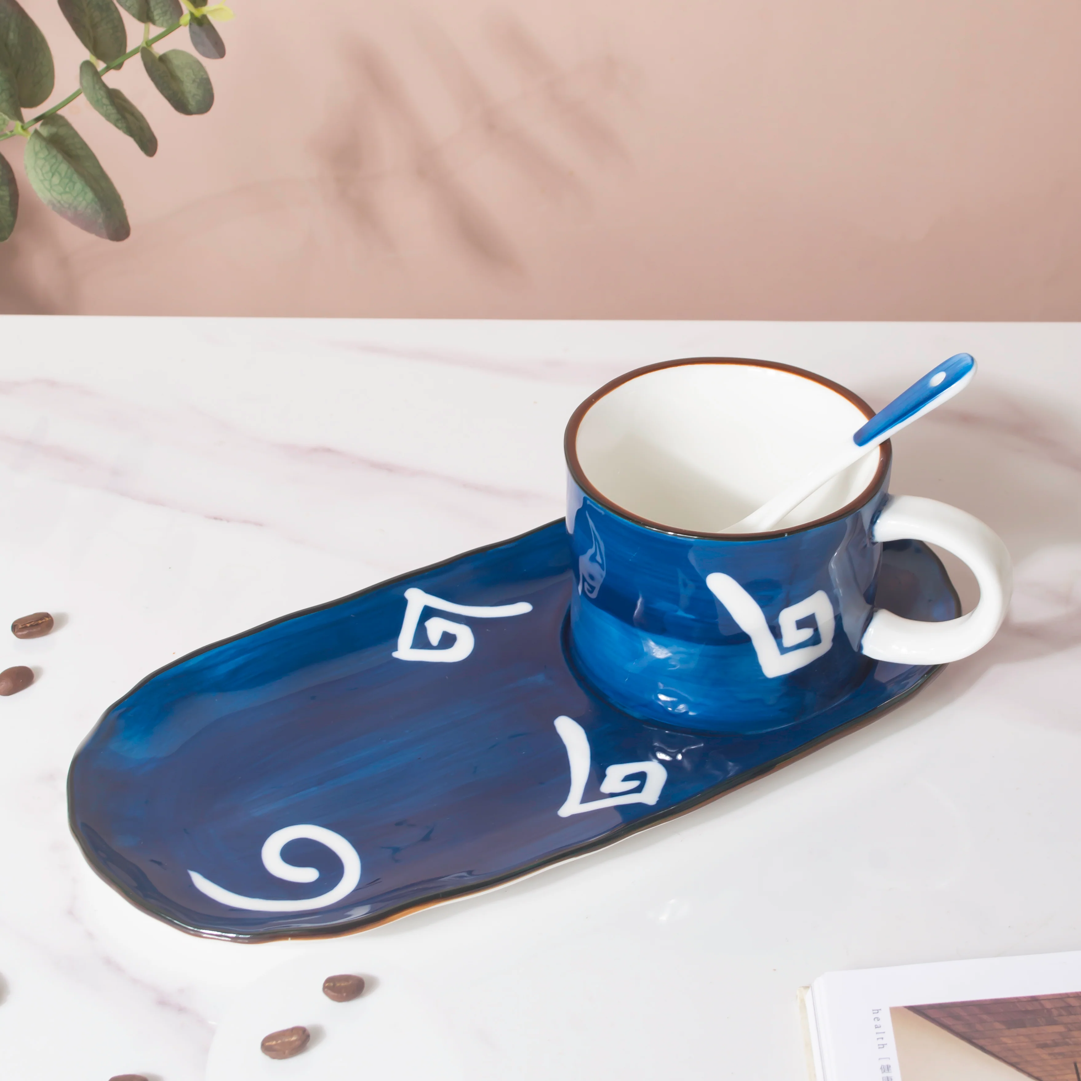Nitori Spiral Cup And Tray Set With Spoon - Image 4