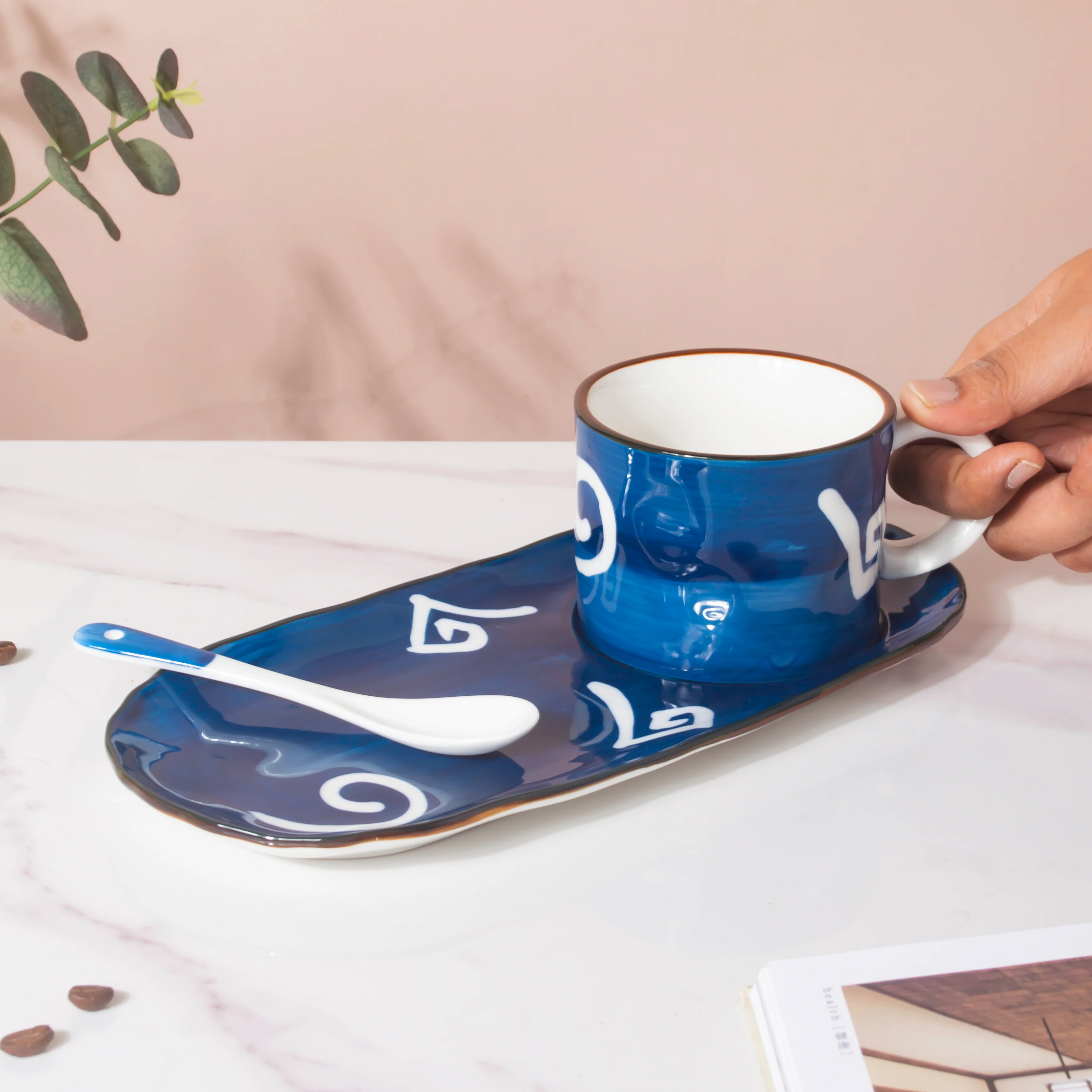 Nitori Spiral Cup And Tray Set With Spoon - Image 7