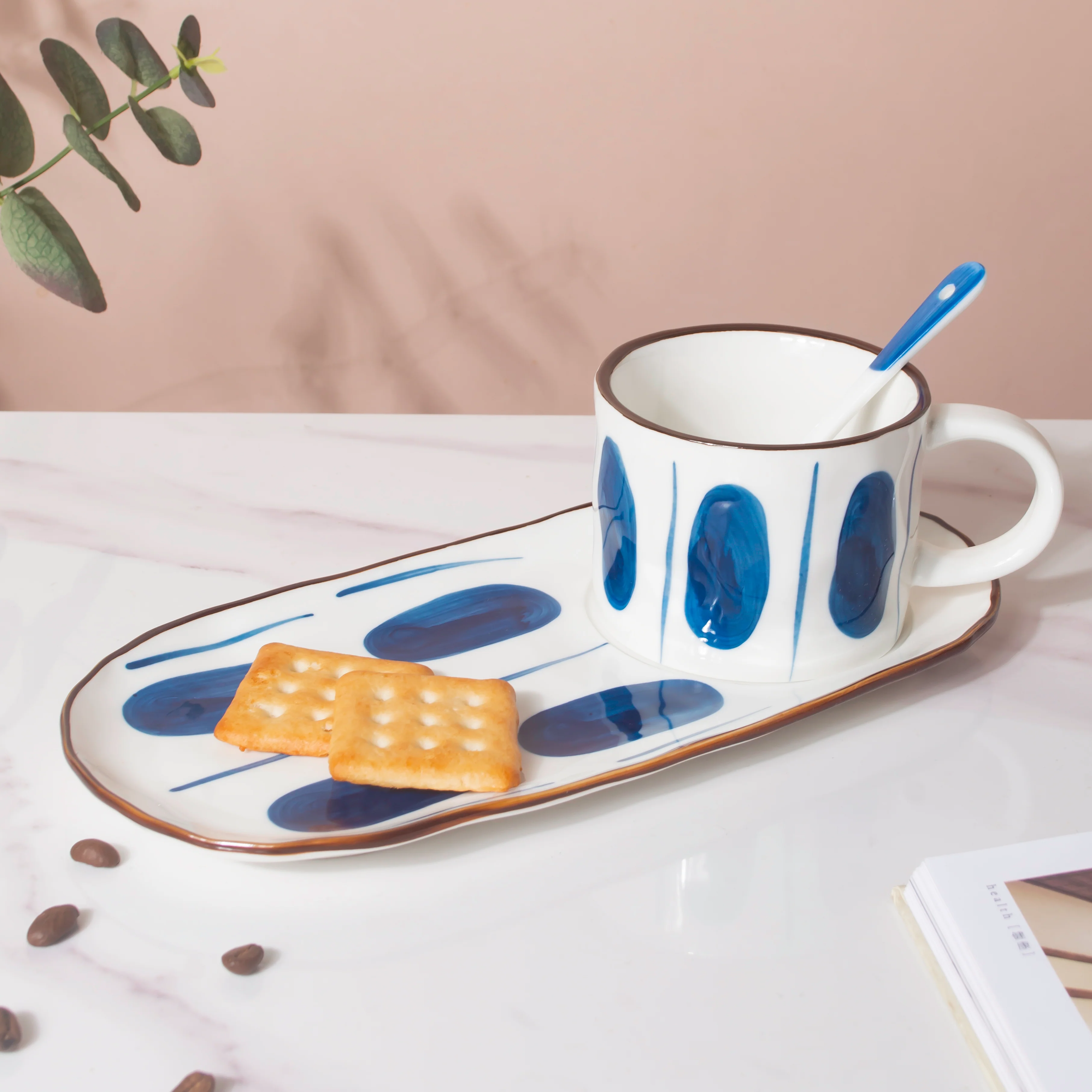 Nitori Teacup And Tray Set With Spoon