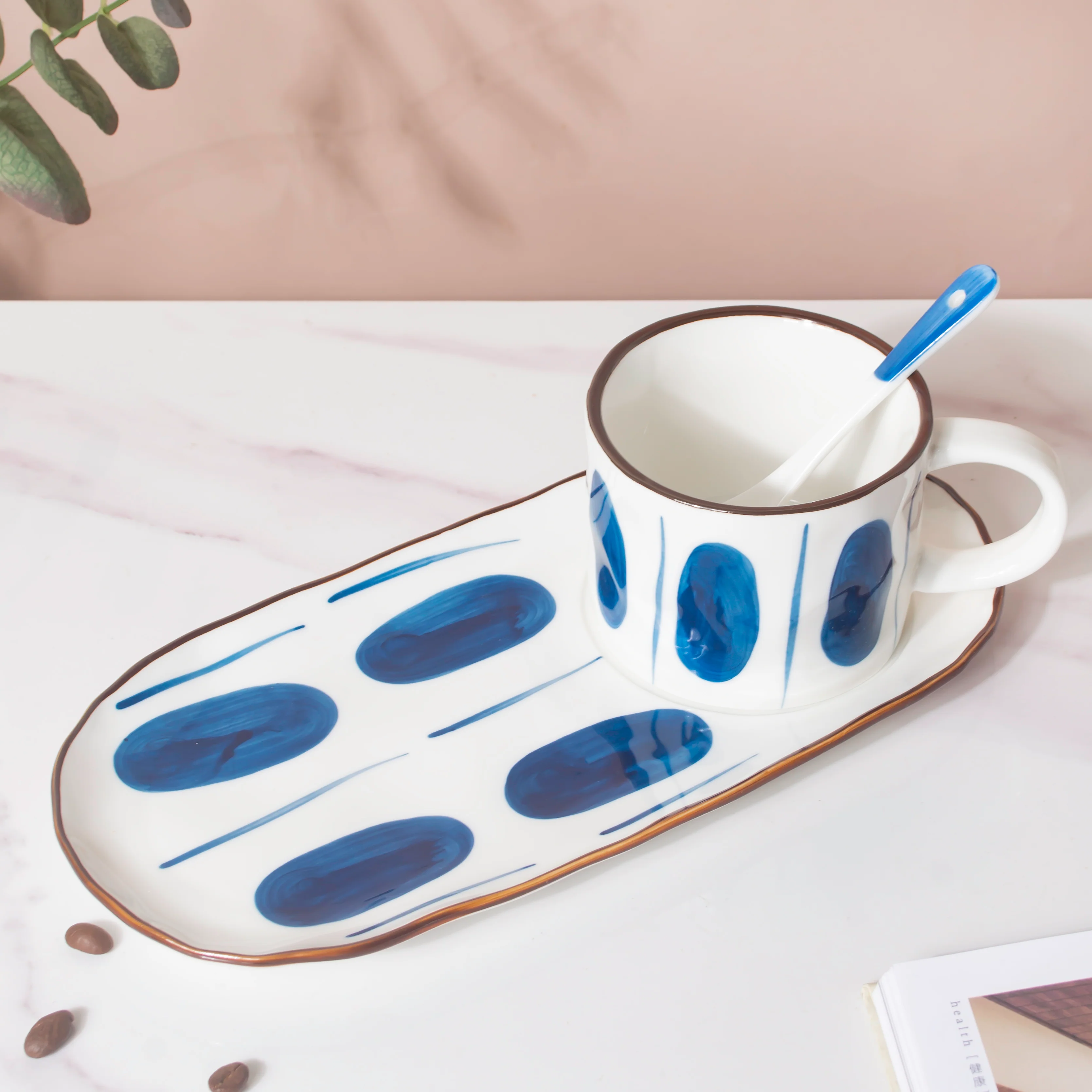 Nitori Teacup And Tray Set With Spoon - Image 2