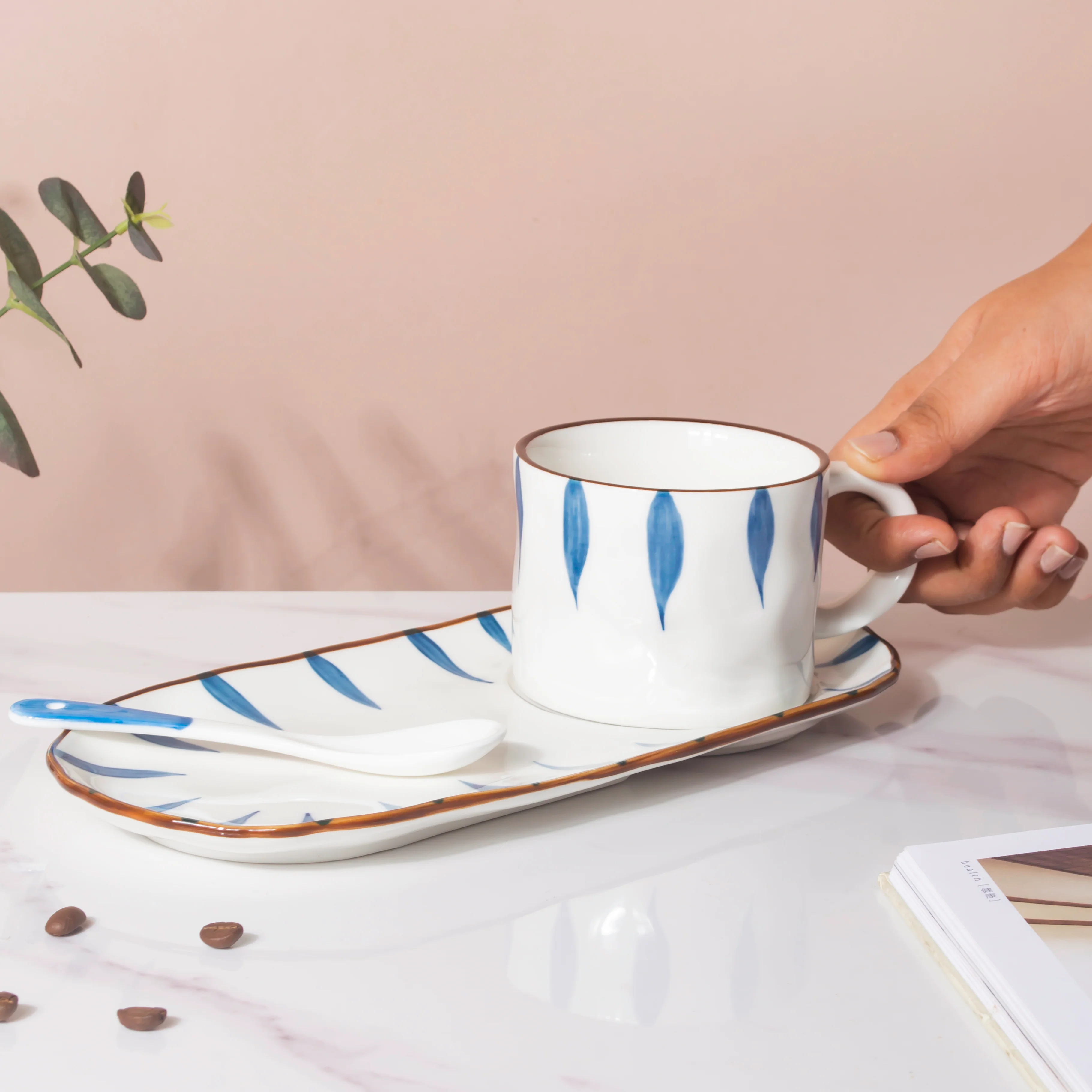 Nitori Teardrop Cup And Tray Set With Spoon - Image 4