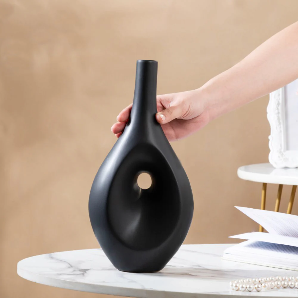 Nordic Hollow Vase Black - Image 2