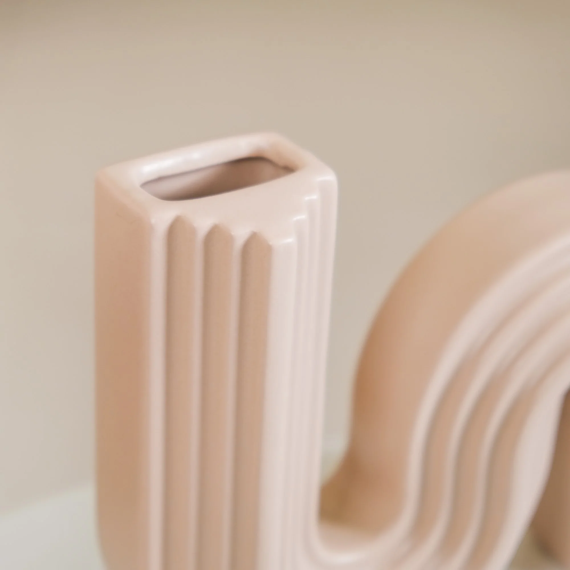 Nordic Wavy Ceramic Vase Beige - Image 11