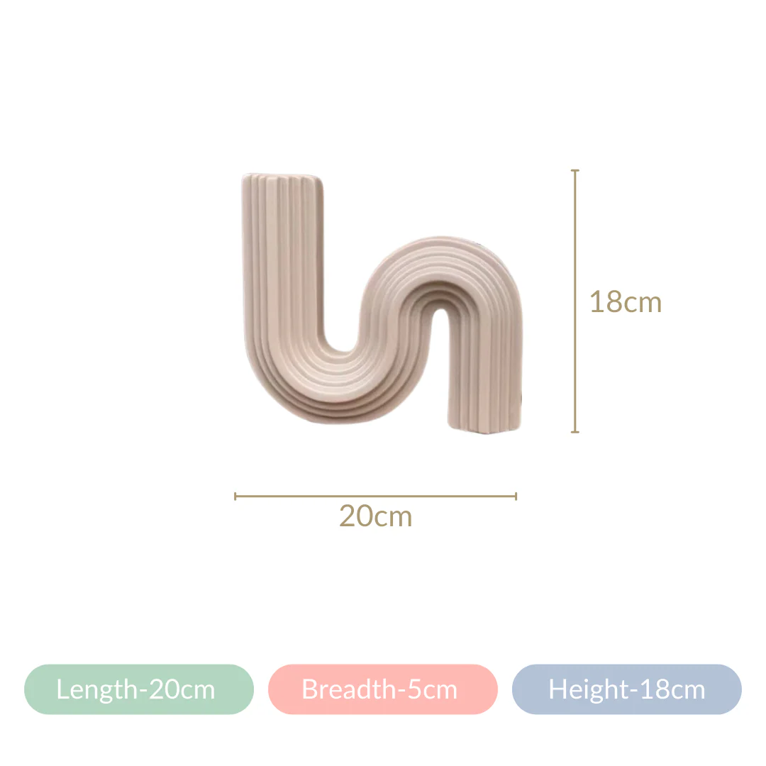Nordic Wavy Ceramic Vase Beige - Image 16