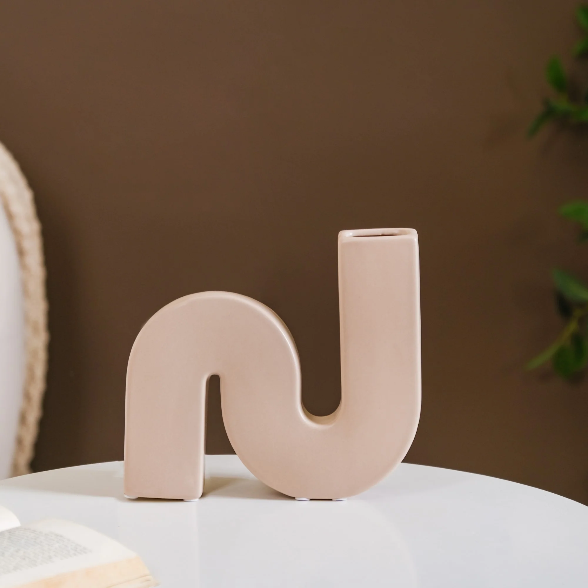 Nordic Wavy Ceramic Vase Beige - Image 9
