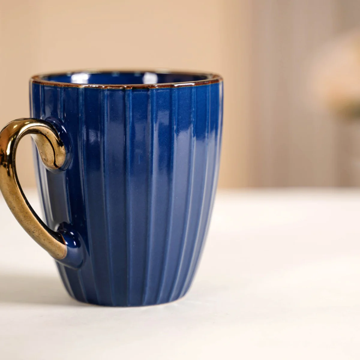 Nori Cup And Saucer Set Of 6 Blue With Gold Detail 250ml - Image 8