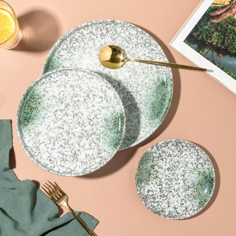 Nori Studio Pottery Snack Plate White And Grey 8 Inch - Image 6