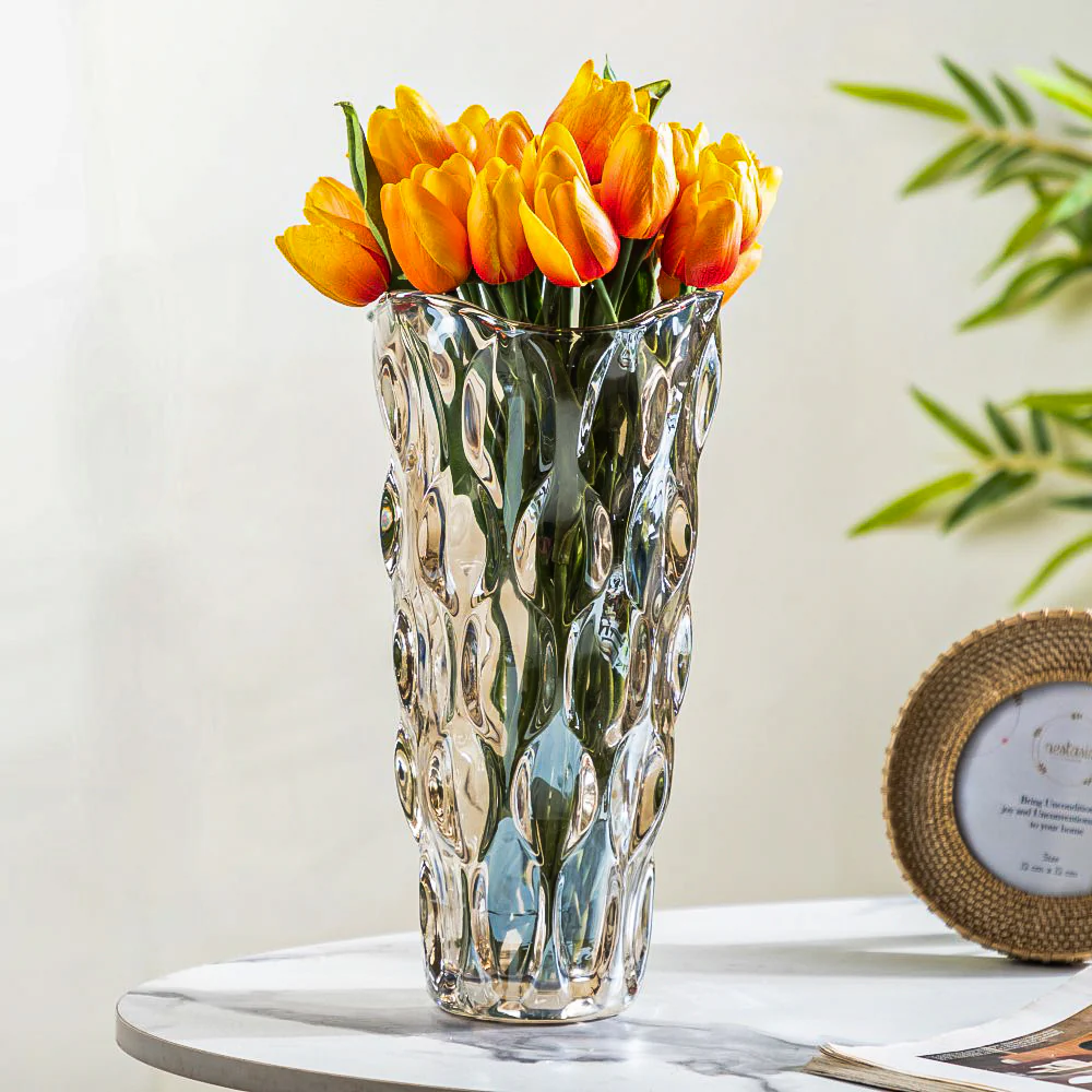 Oasis Crystal Glass Vase Amber Large 11 Inch - Image 3