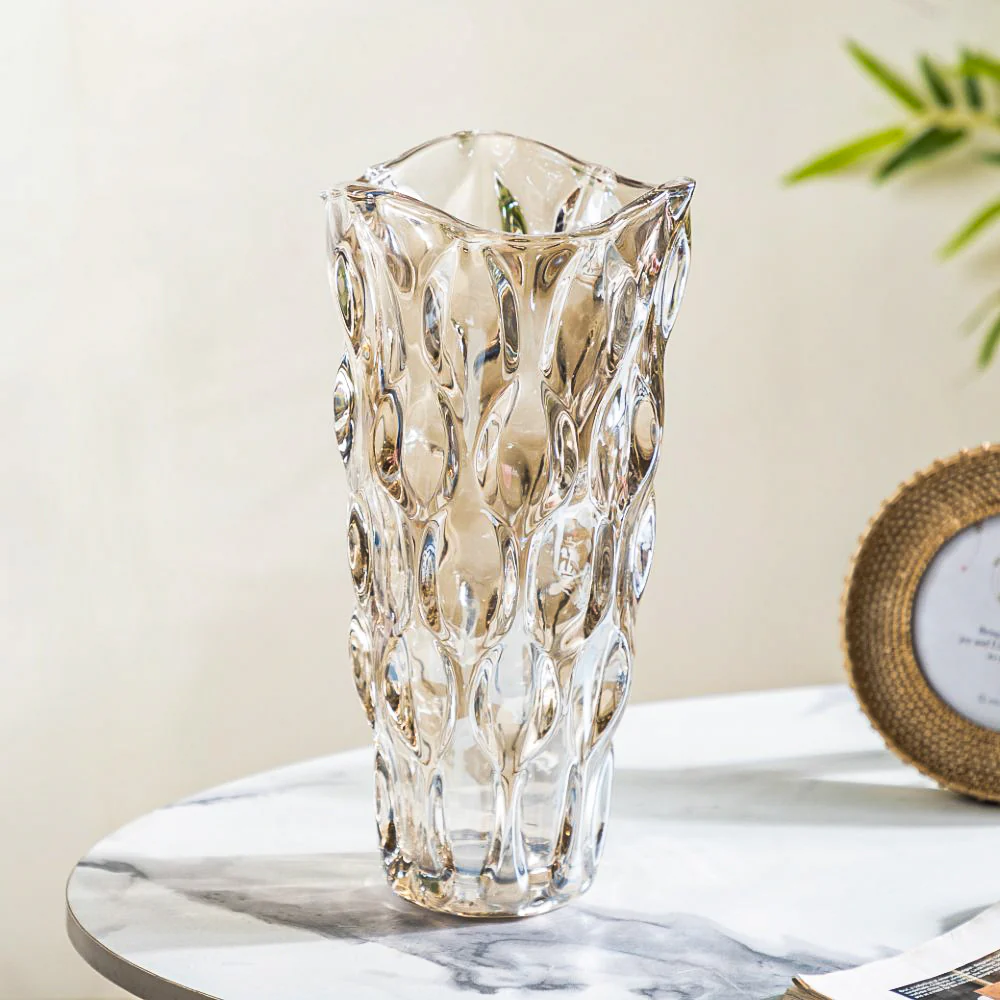 Oasis Crystal Glass Vase Amber Large 11 Inch - Image 5