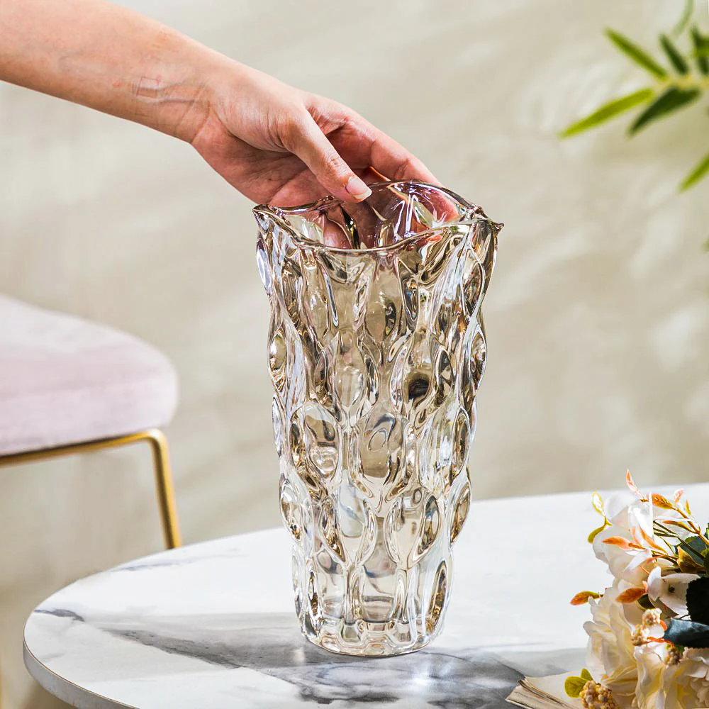 Oasis Crystal Glass Vase Amber Small 9 Inch - Image 2
