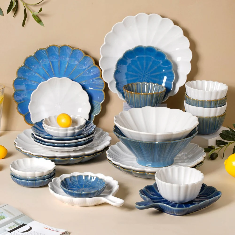 Ocean Blue and White 28 Piece Dinner Set For 6 - Image 19