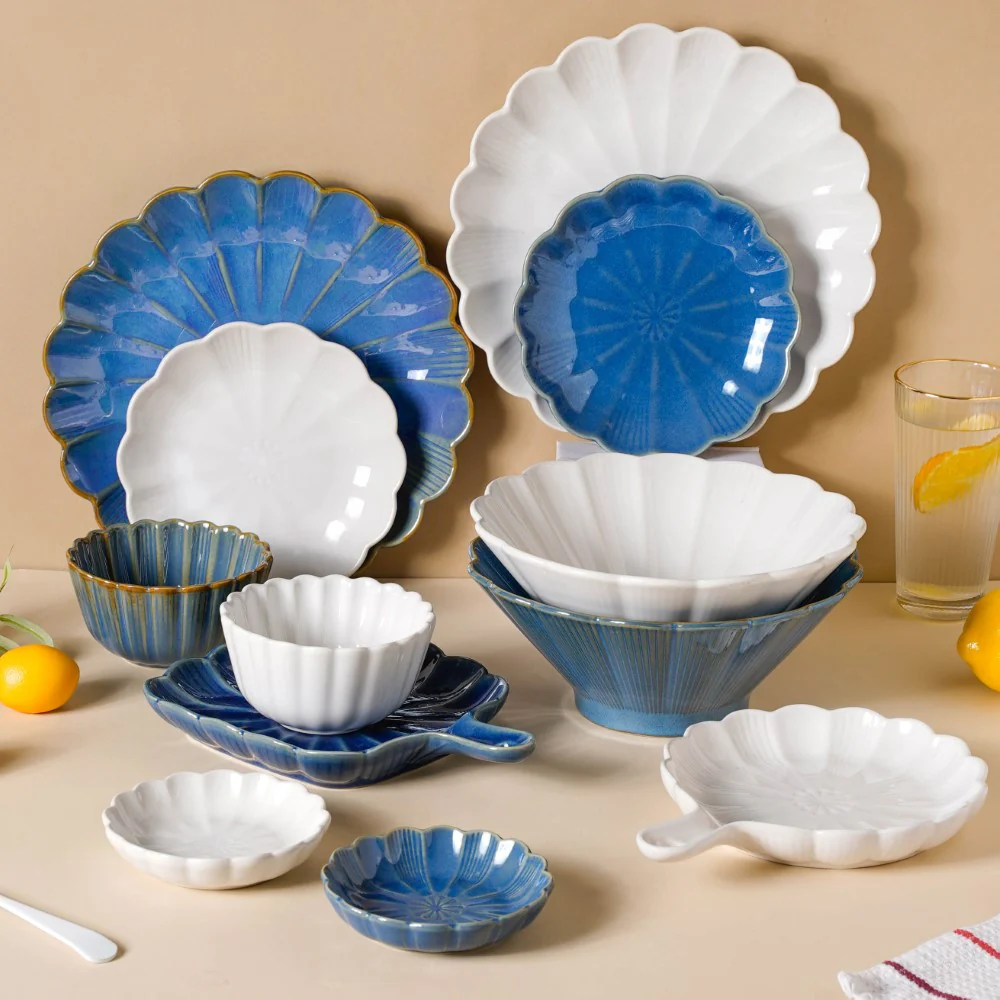 Ocean Blue and White 28 Piece Dinner Set For 6 - Image 2