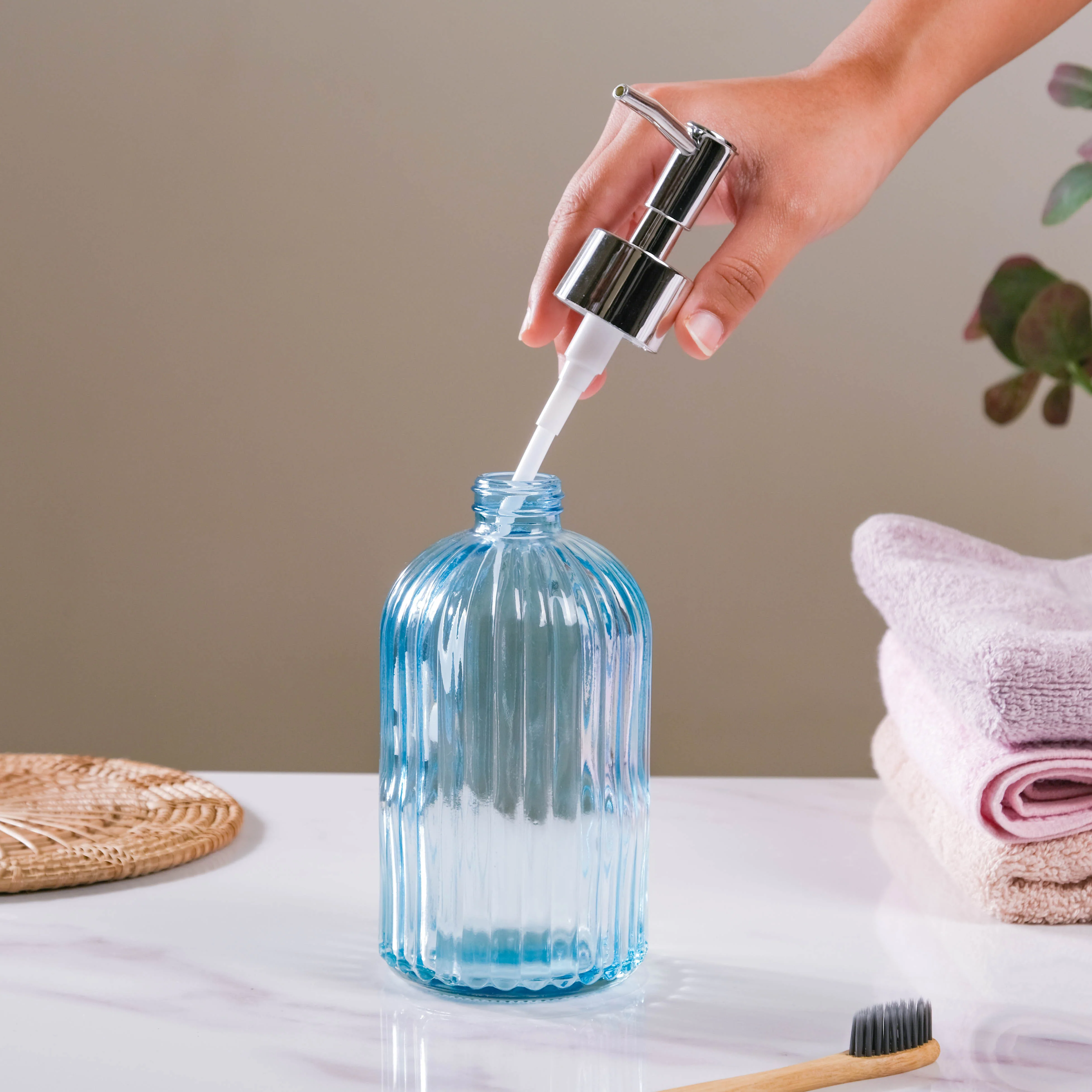 Ocean Blue Glass Dispenser With Nozzle - Image 4