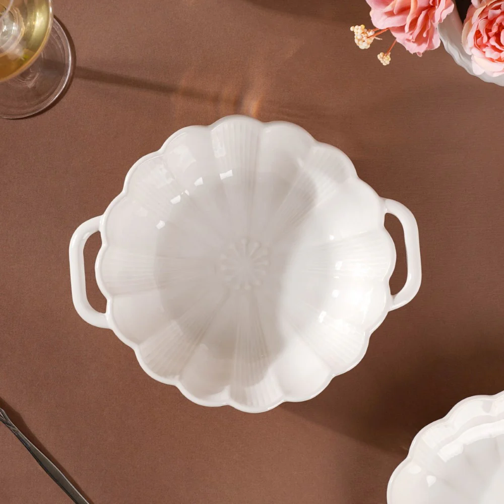 Ocean Serving Bowl with Handle White 600ml - Image 3