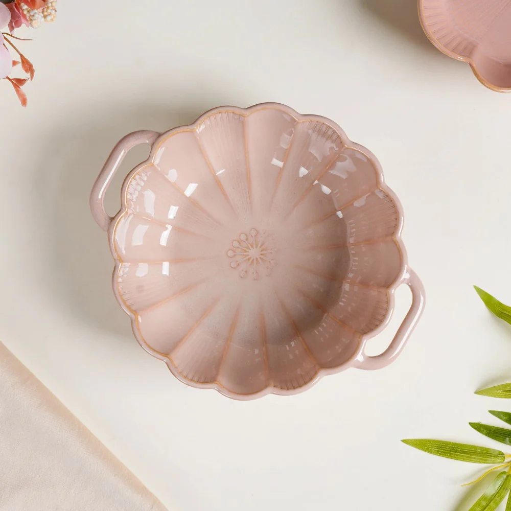 Ocean Serving Bowl with Handle Pink 600ml - Image 3