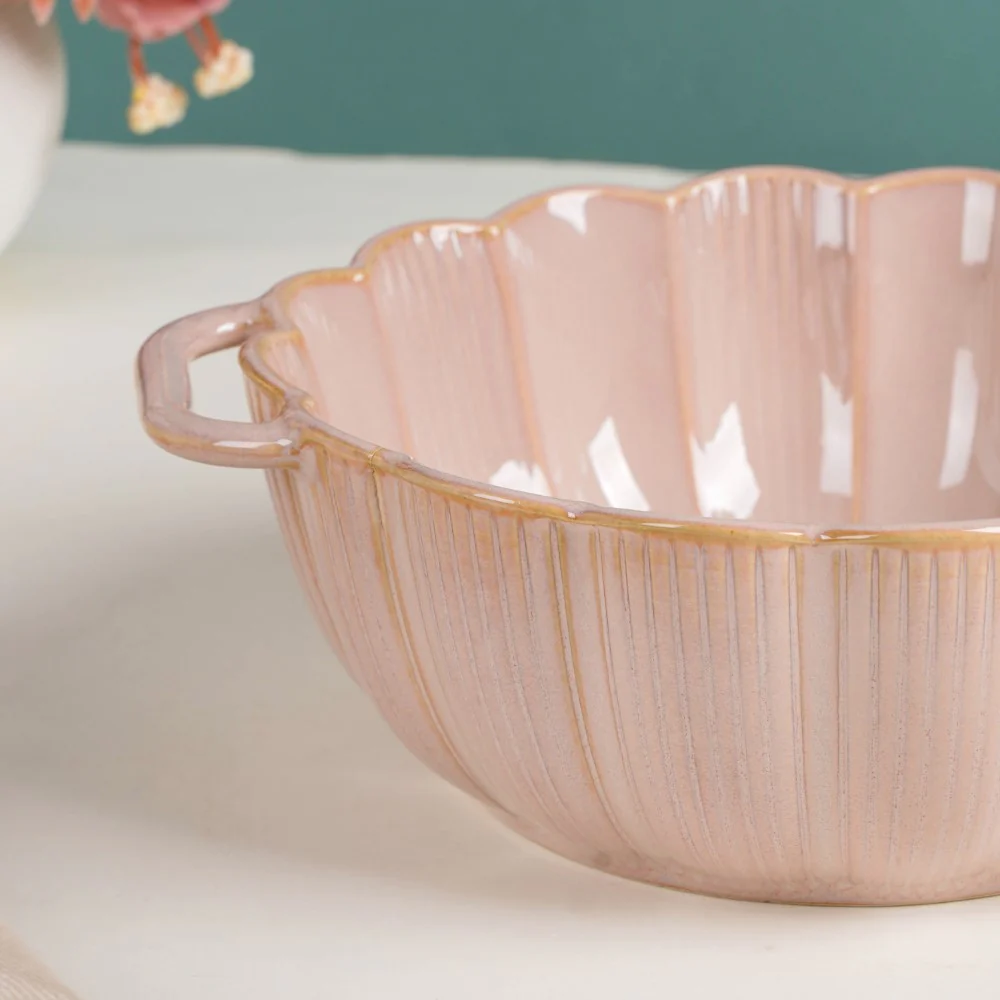 Ocean Serving Bowl with Handle Pink 600ml - Image 7