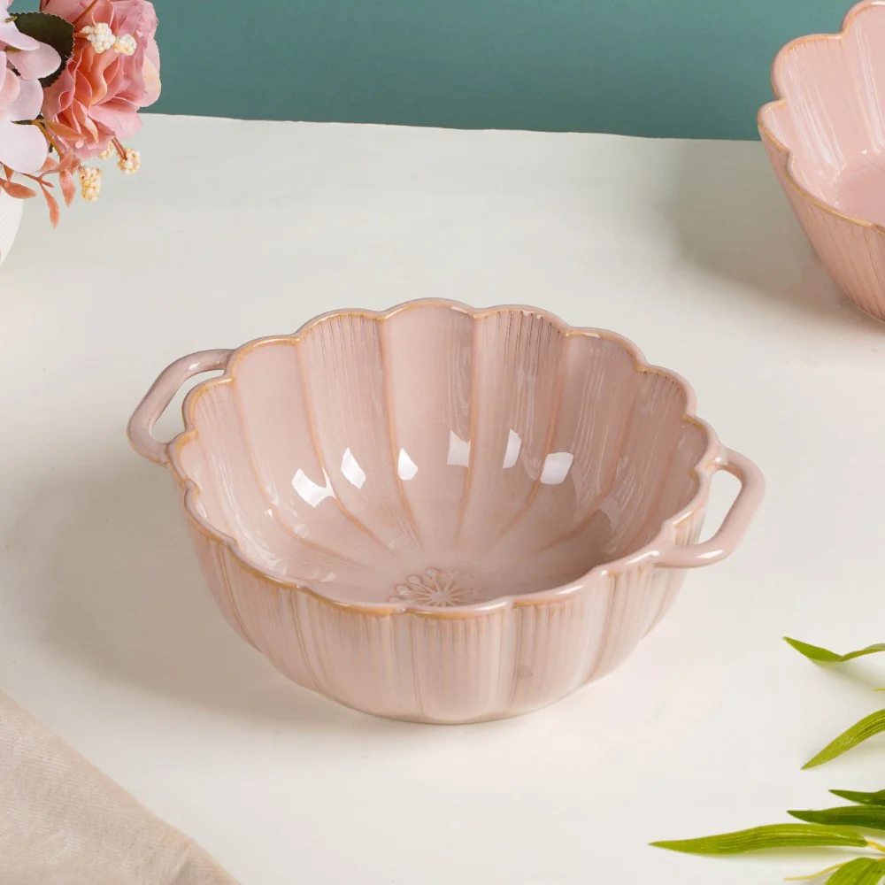 Ocean Serving Bowl with Handle Pink 600ml - Image 8