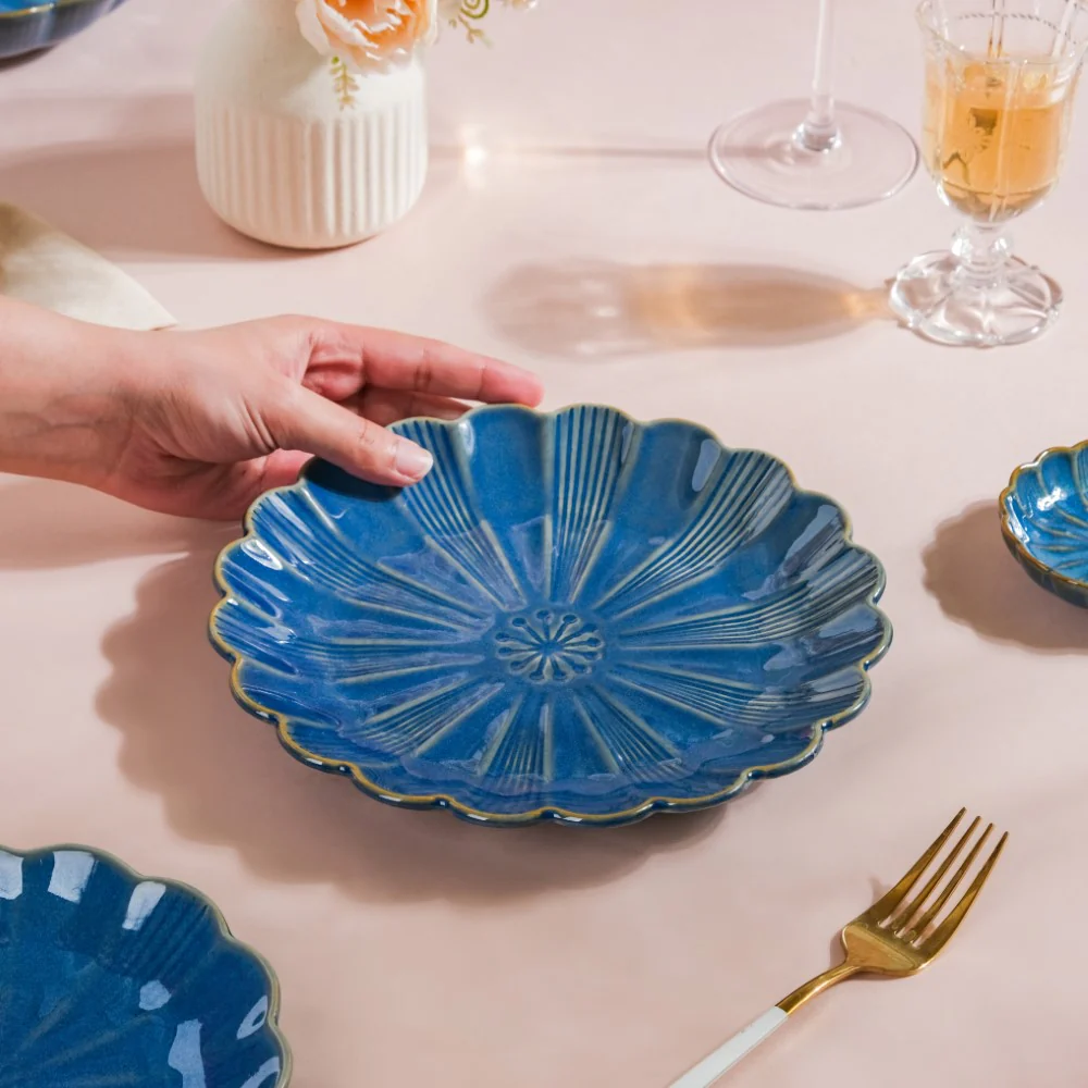 Ocean Ceramic Plate For Snacks 8 Inch Blue - Image 2