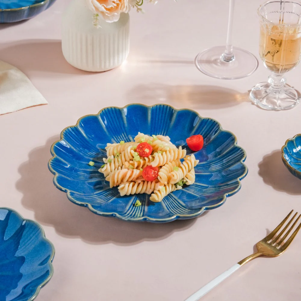 Ocean Ceramic Plate For Snacks 8 Inch Blue - Image 4