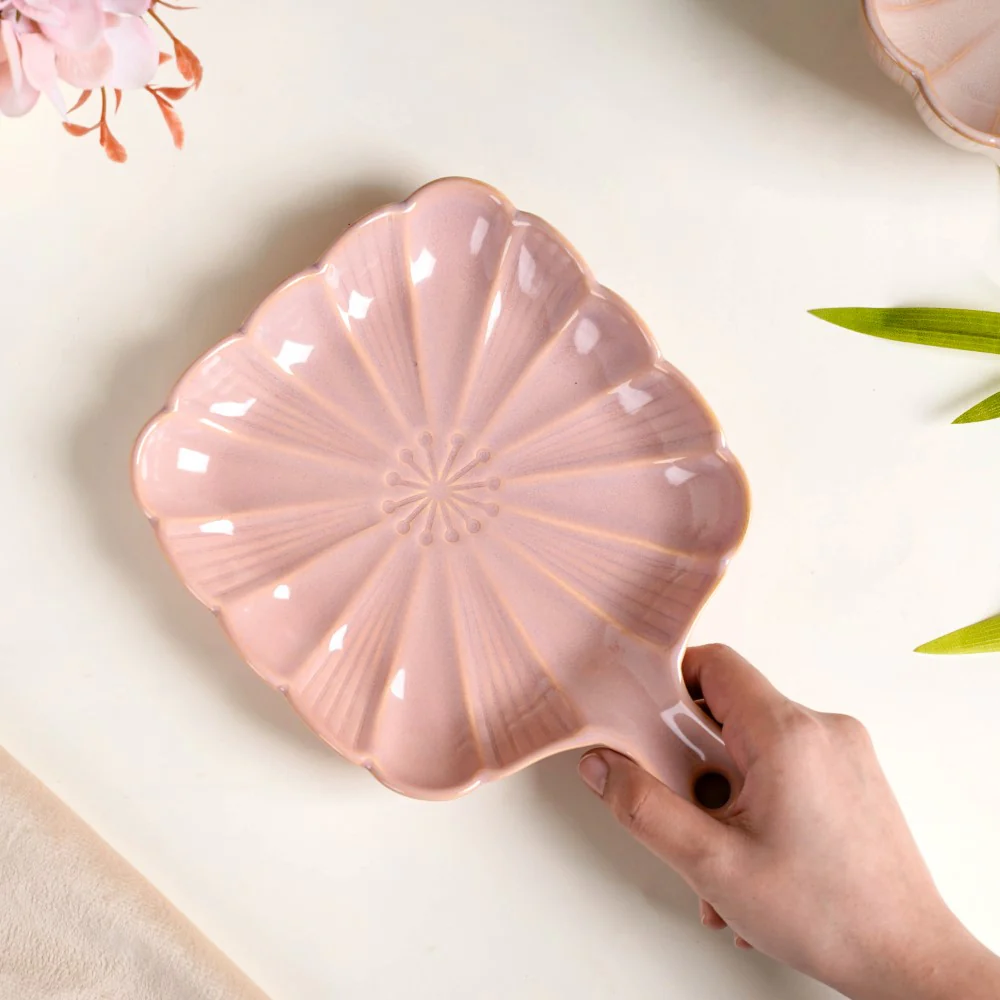 Ocean Square Plate with Handle Pink - Image 2