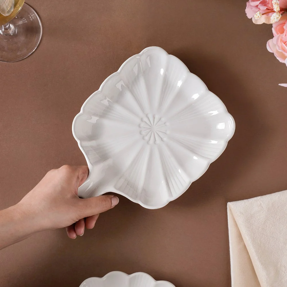 Ocean Square Plate with Handle White - Image 2