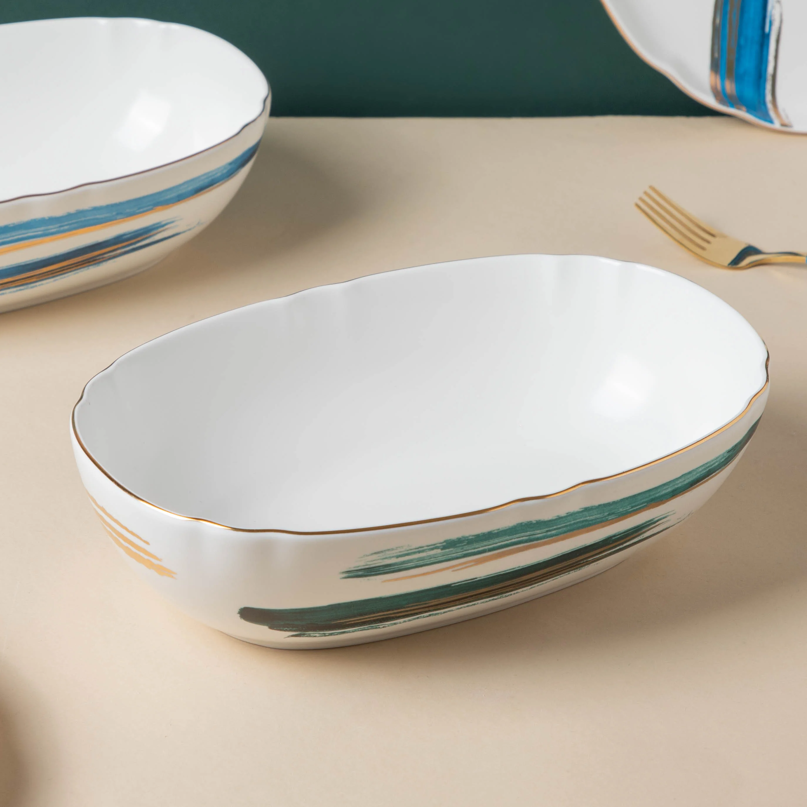 Oceanic Coastal Green Serving Bowl 10 Inch - Image 4