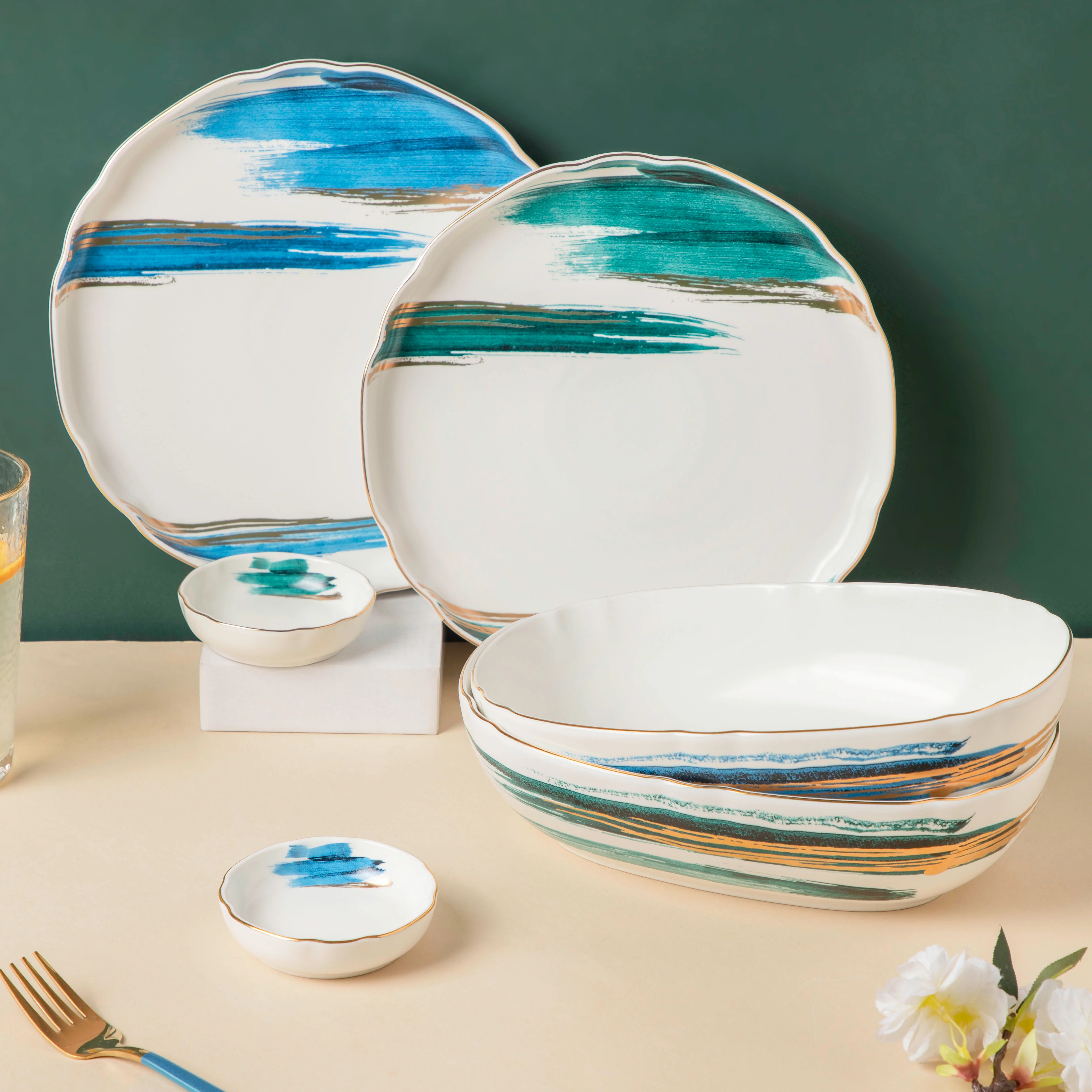 Oceanic Coastal Green Serving Bowl 10 Inch - Image 7