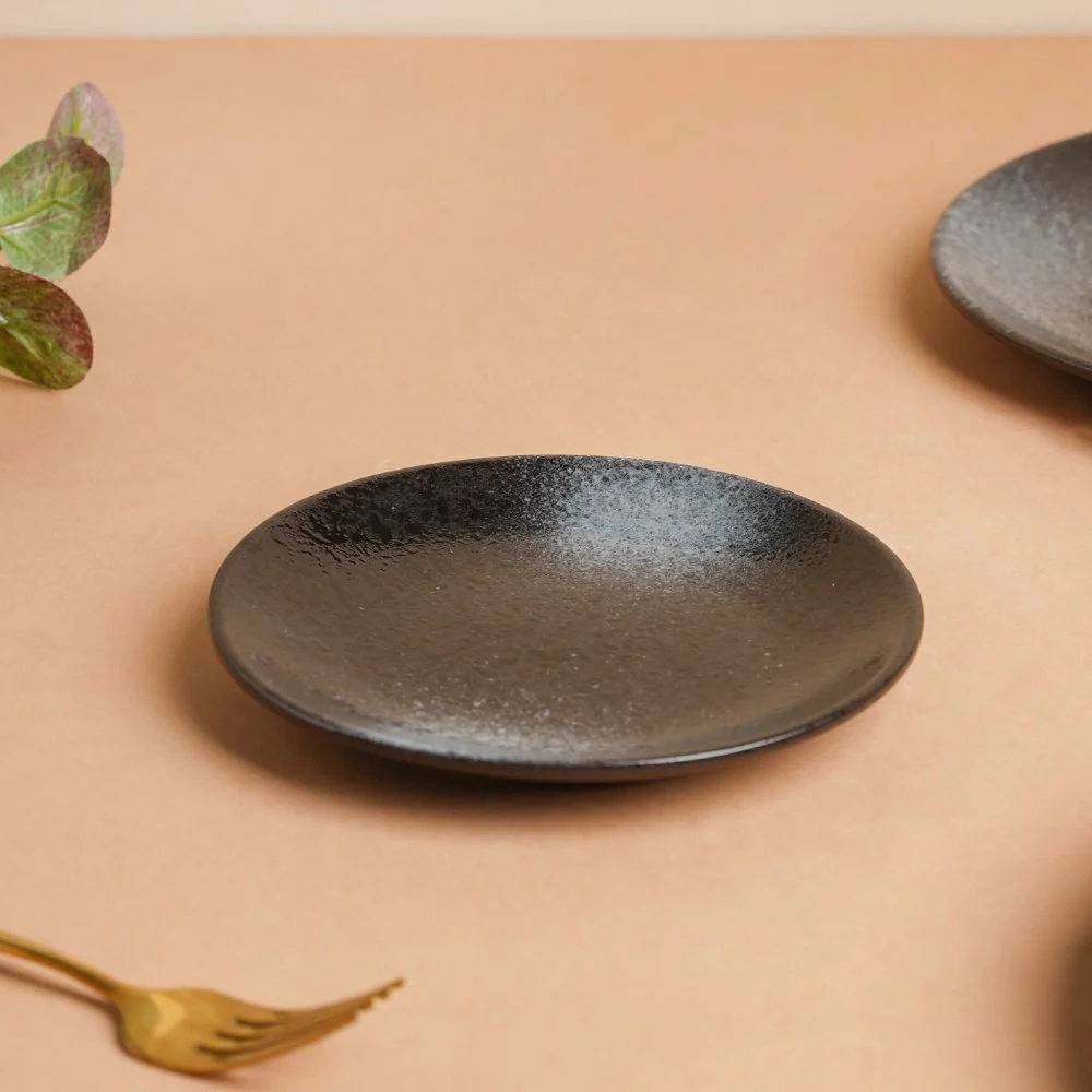 Onyx Finish Stoneware Dessert Plate Black 6 inch - Image 4