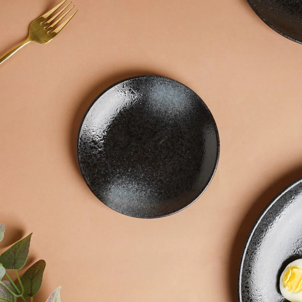 Onyx Finish Stoneware Dessert Plate Black 6 inch - Image 5