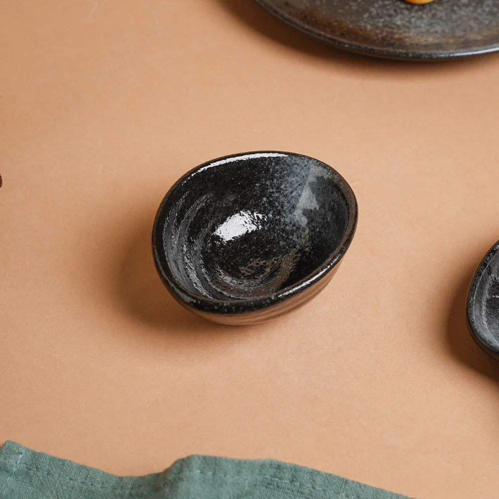 Onyx Finish Stoneware Dip Bowl Charcoal Black 50ml - Image 8