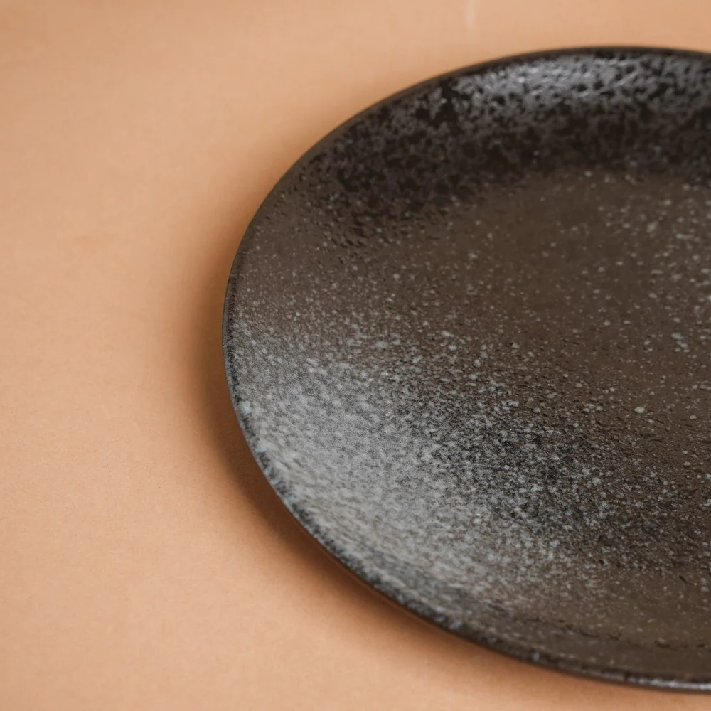 Onyx Finish Stoneware Snack Plate Black 8 Inch - Image 7
