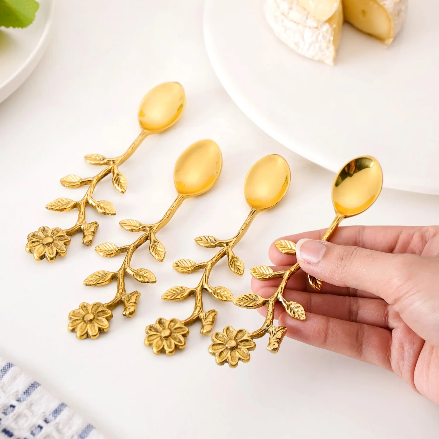 Opulent Gold Floral Dessert Spoon Set Of 4 - Image 3