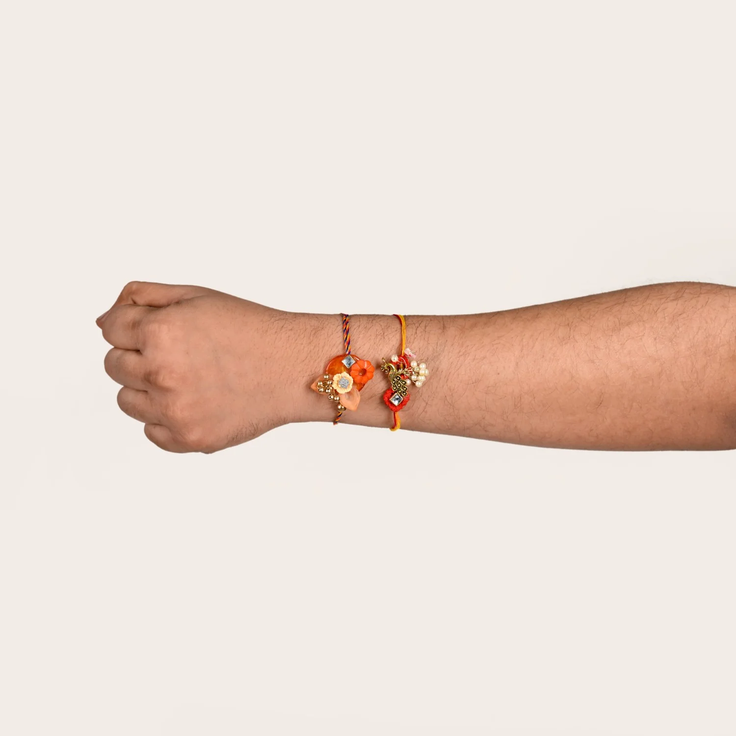Orange And Gold Peacock Rakhi Gift Set - Image 3