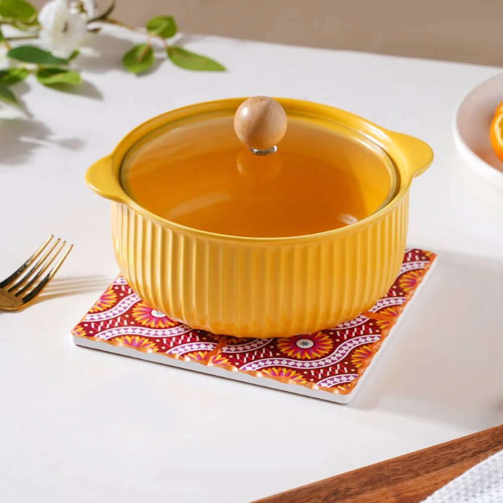 Orange Art Square Ceramic Tiled Trivet - Image 2