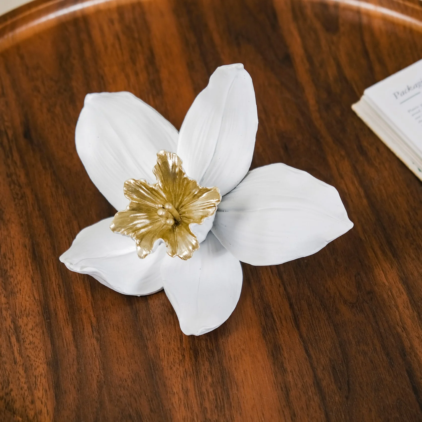 Orange Blossom Flower Showpiece White And Gold - Image 3