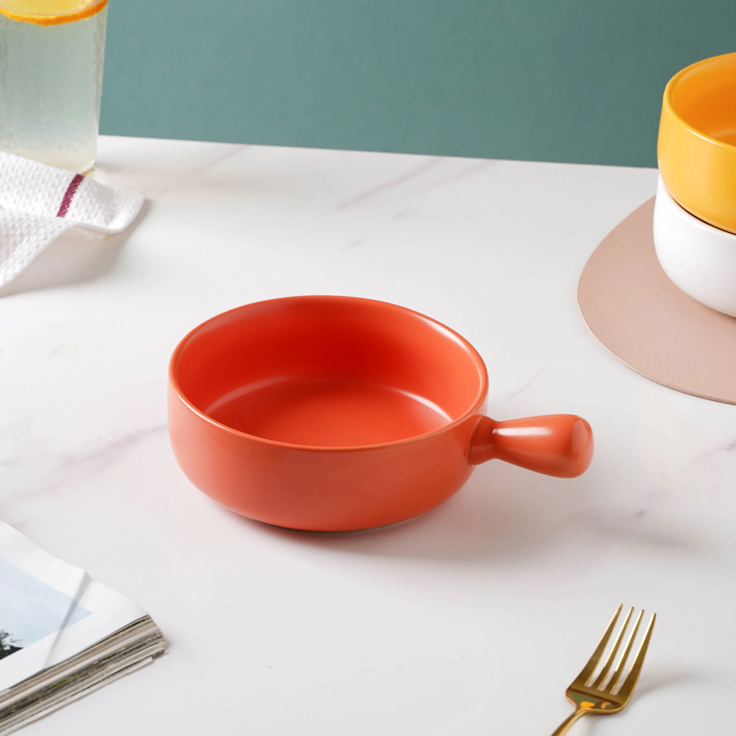 Orange Sherbet Baking Pan With Handle