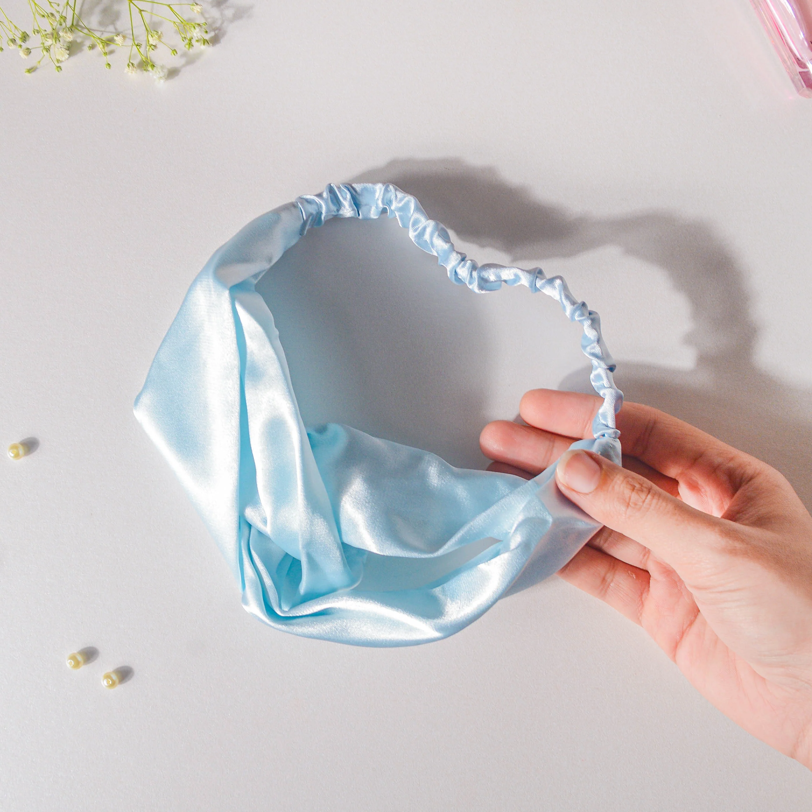 Orchid Blue Satin Hair Band - Image 3