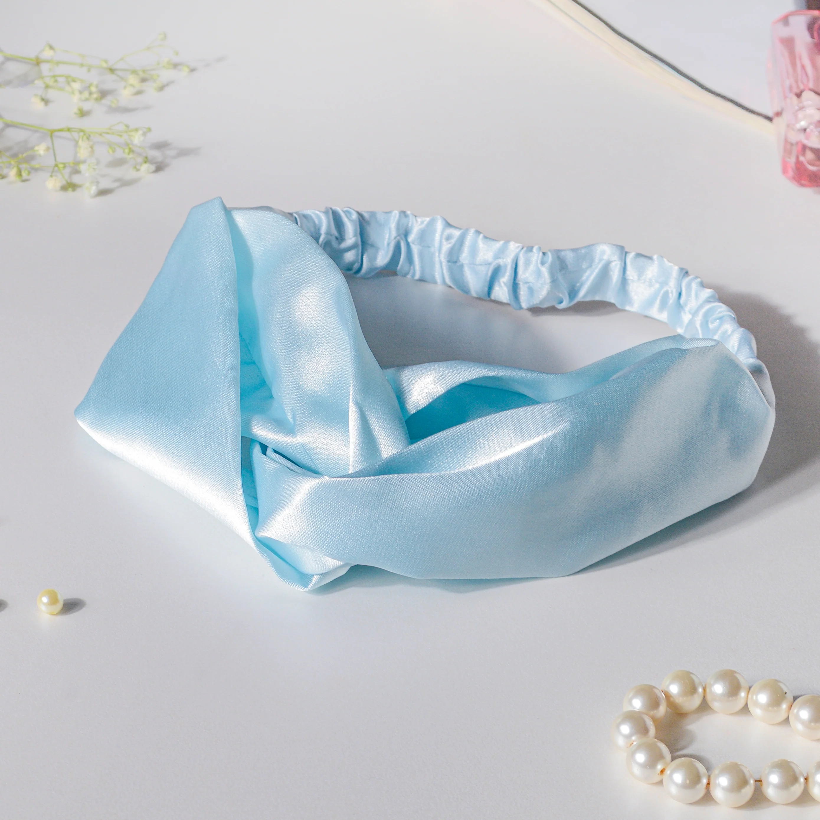 Orchid Blue Satin Hair Band - Image 8