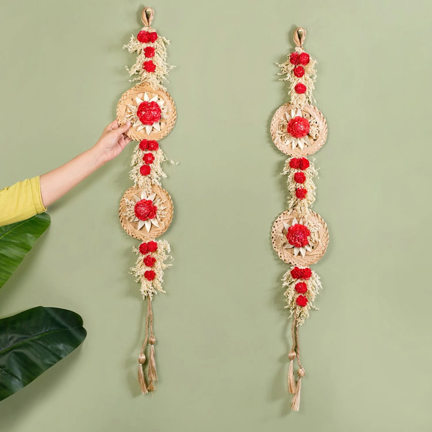 Organic Dried Flowers Wall Hanging Red Set Of 2 - Image 2