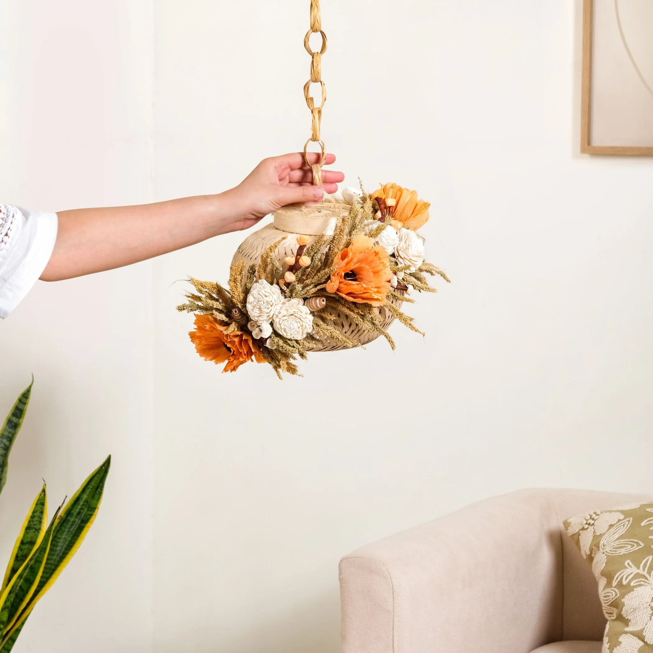 Organic Floral Lantern Orange - Image 3